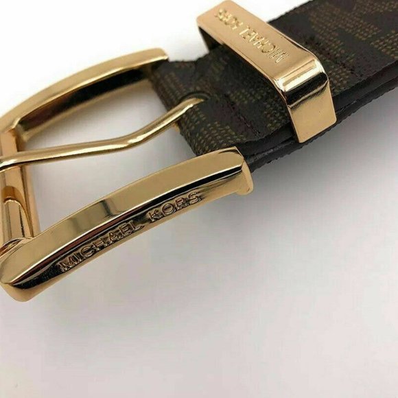 Michael Kors Brown Chocolate+Gold Buckle Belt LG